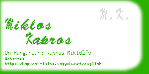 miklos kapros business card